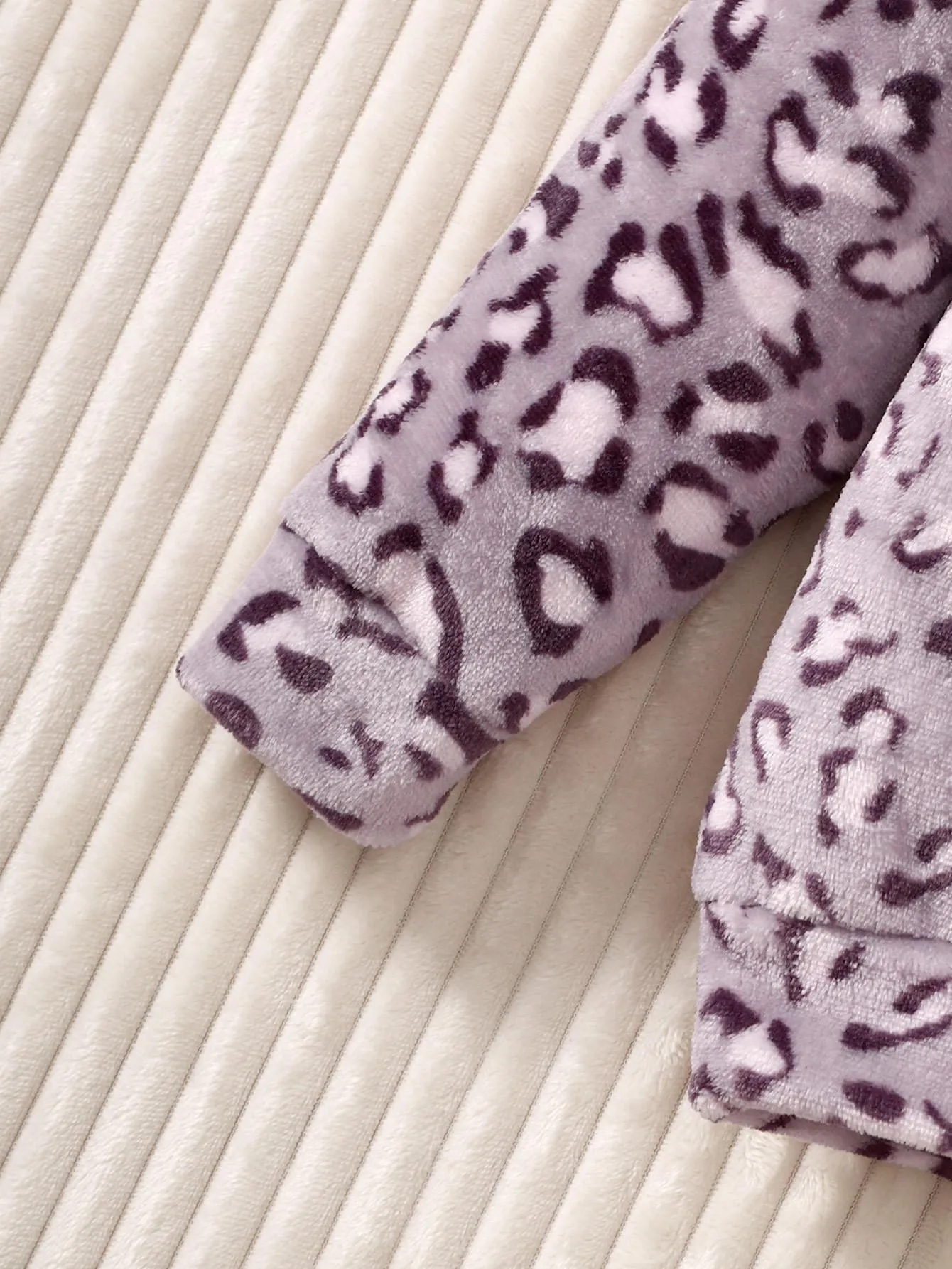 8-14Y Big Girls Plush Leopard Pattern Furry Warm Hooded Sweatshirt Coat For Teen Kids Fall/ Winter Outfit Purple Catpapa  462307018
