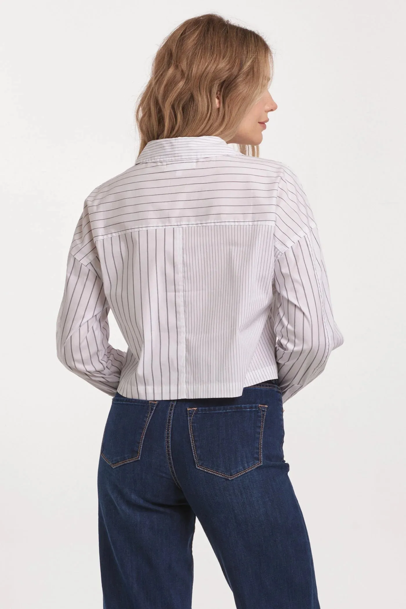 Arianna Cropped Front Tie Shirt - Blank Paper