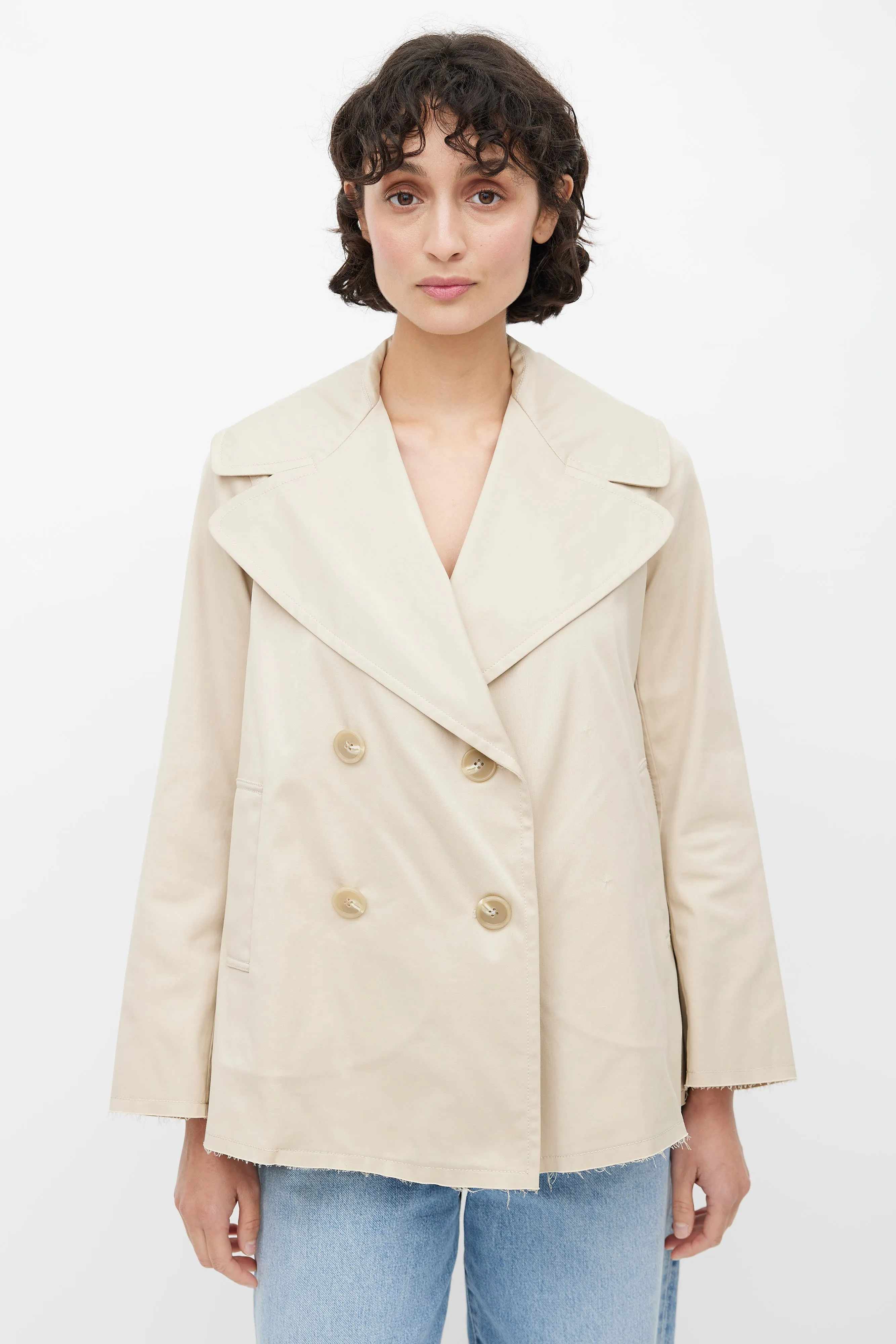 Beige Double Breasted Jacket