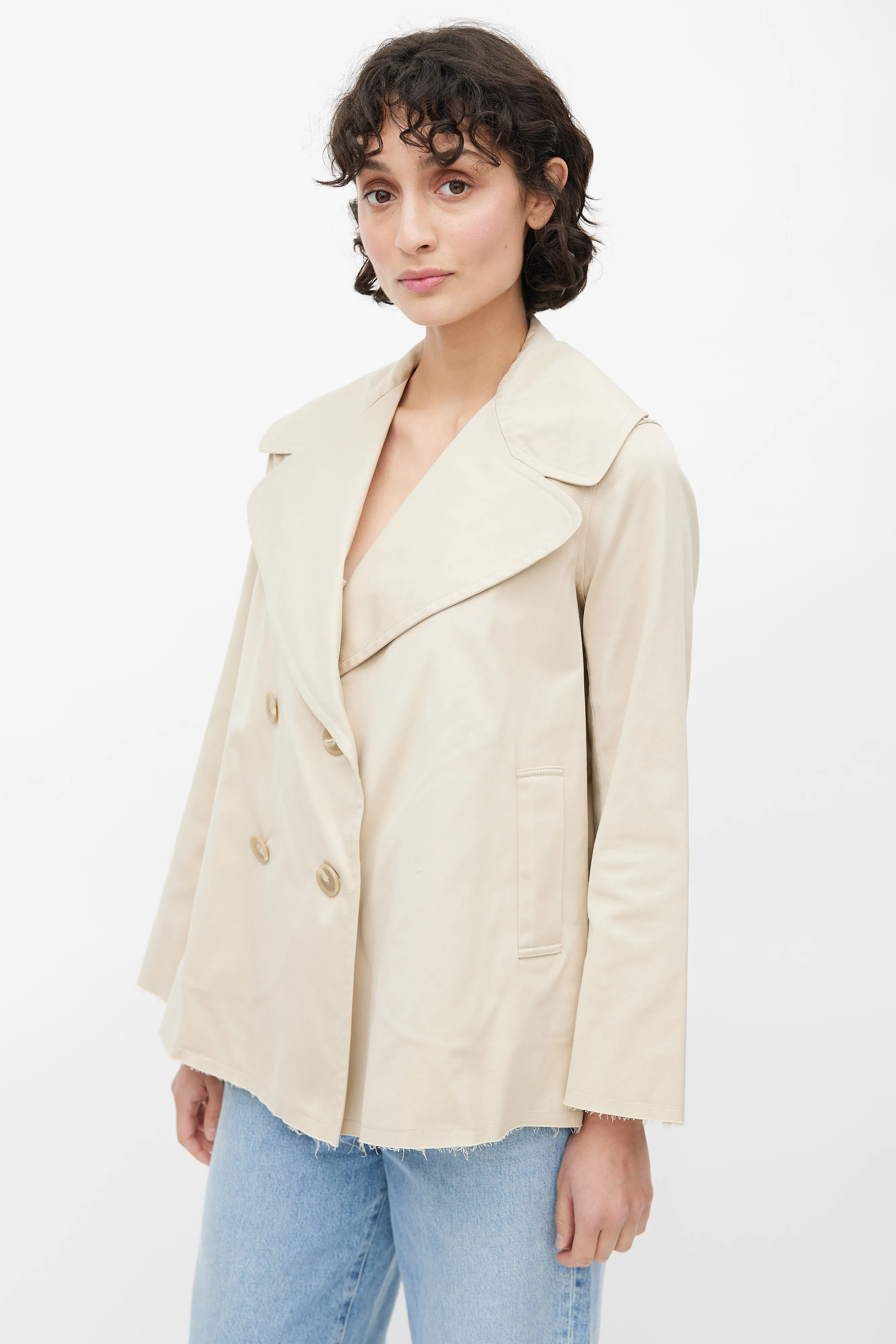 Beige Double Breasted Jacket