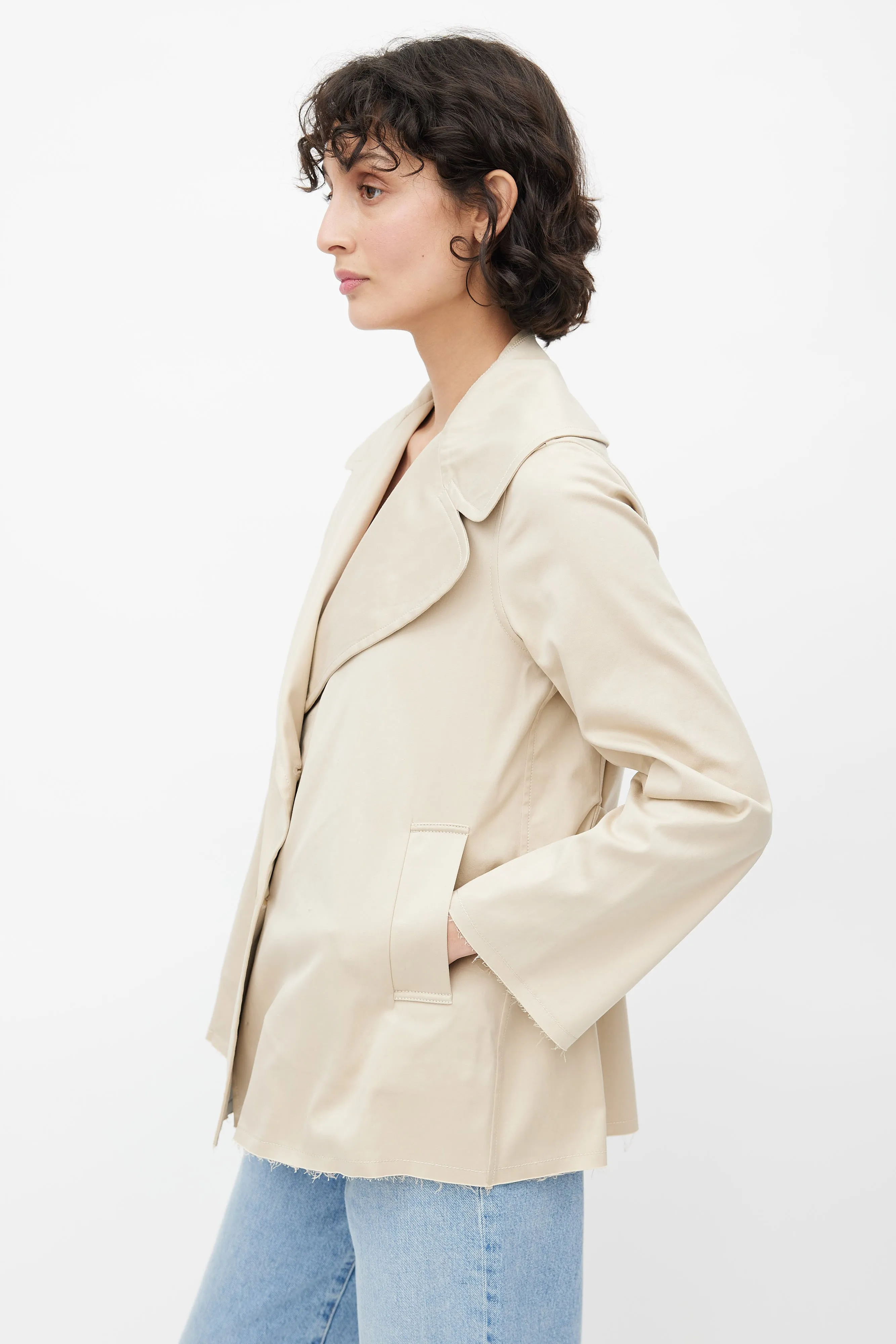 Beige Double Breasted Jacket