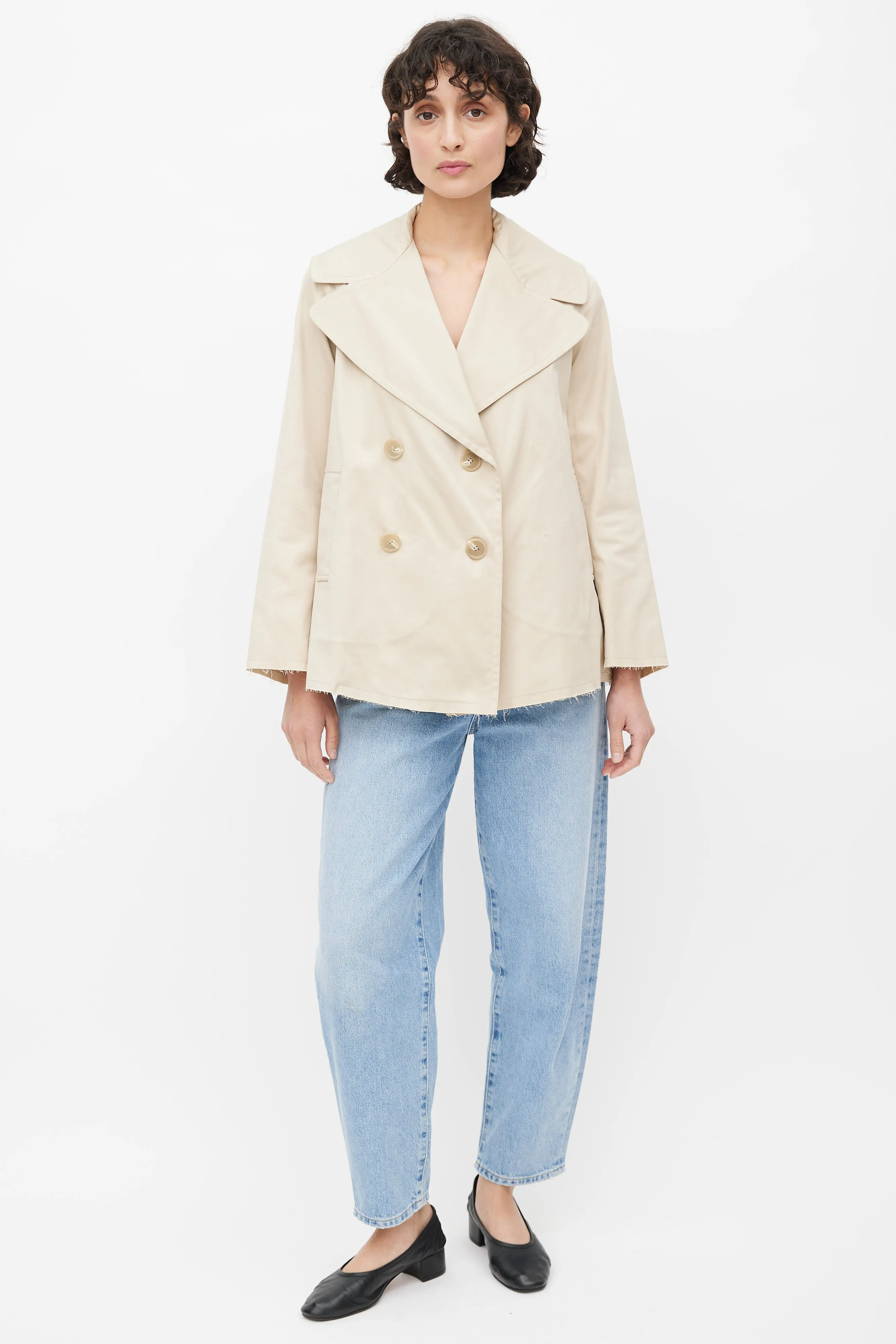 Beige Double Breasted Jacket