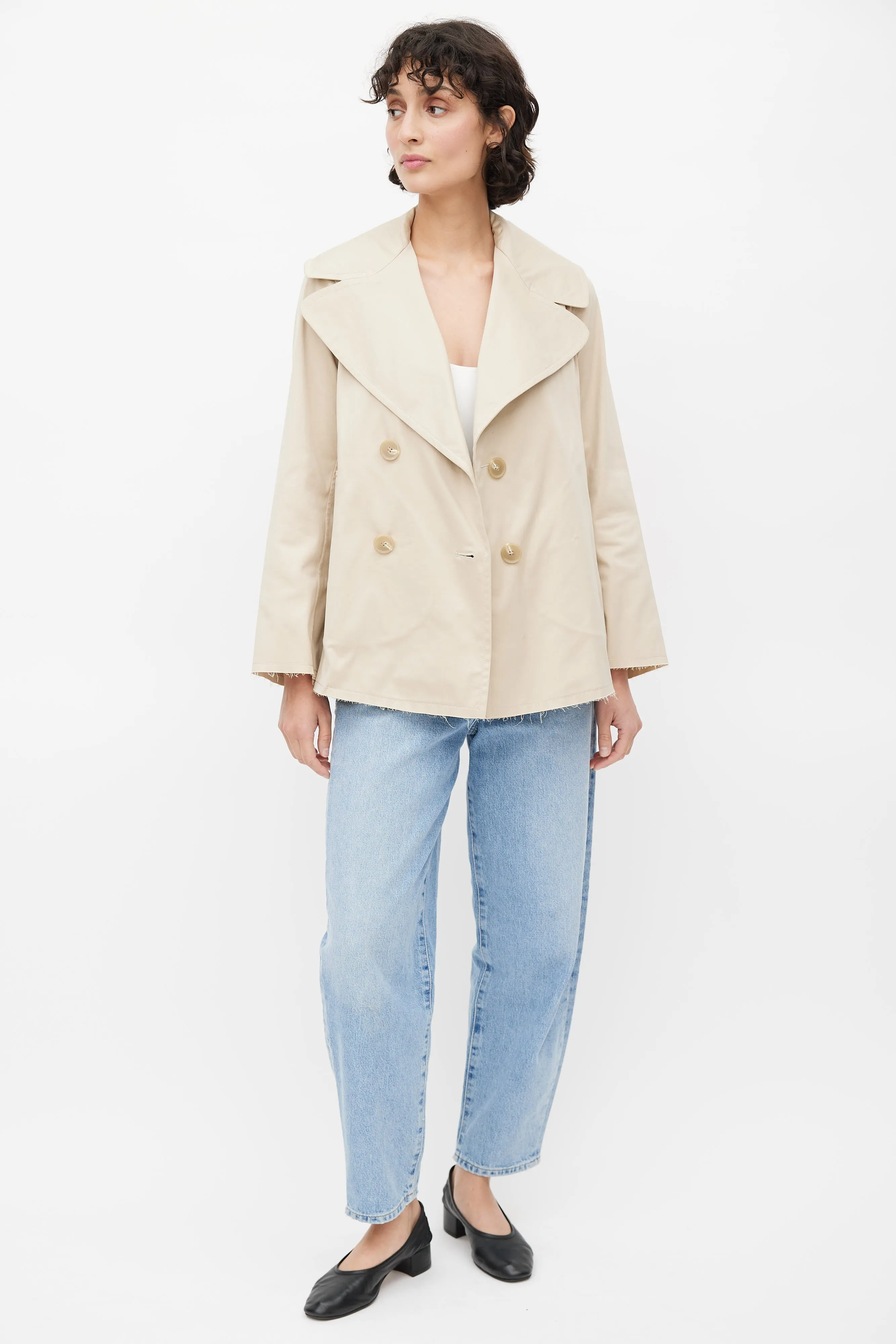 Beige Double Breasted Jacket