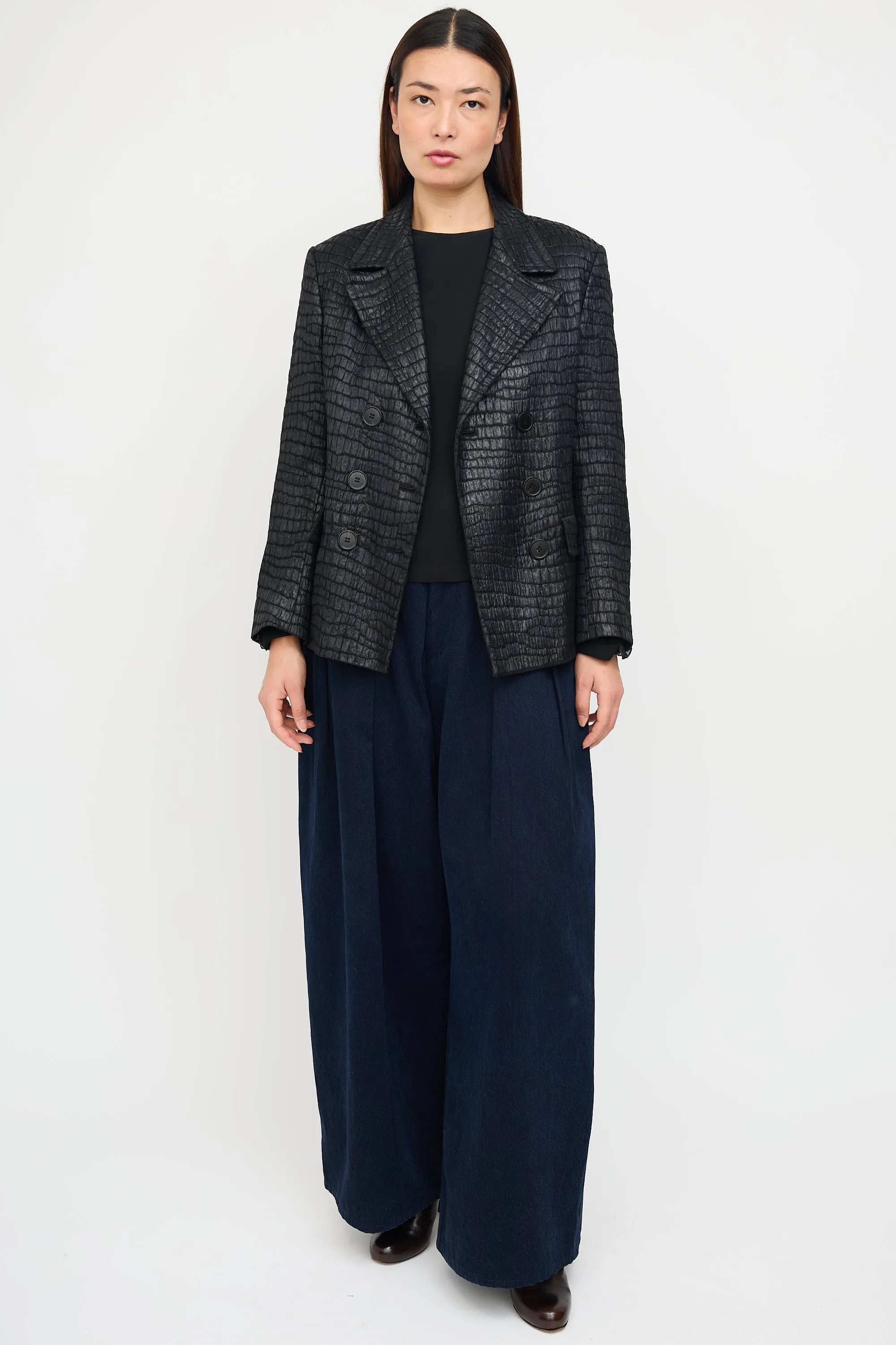 Black Jacquard Double Breasted Jacket