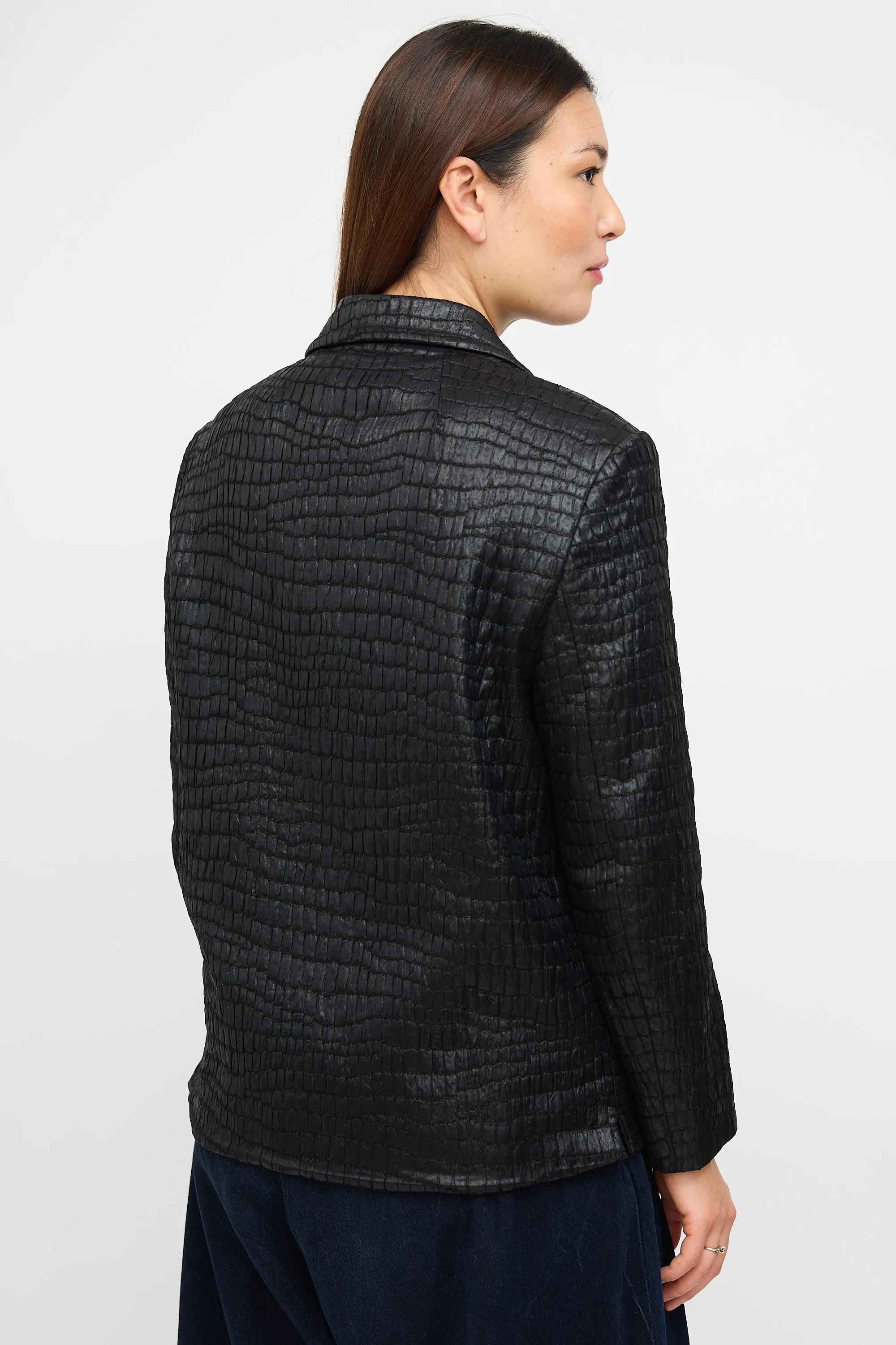 Black Jacquard Double Breasted Jacket