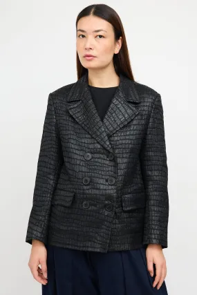 Black Jacquard Double Breasted Jacket
