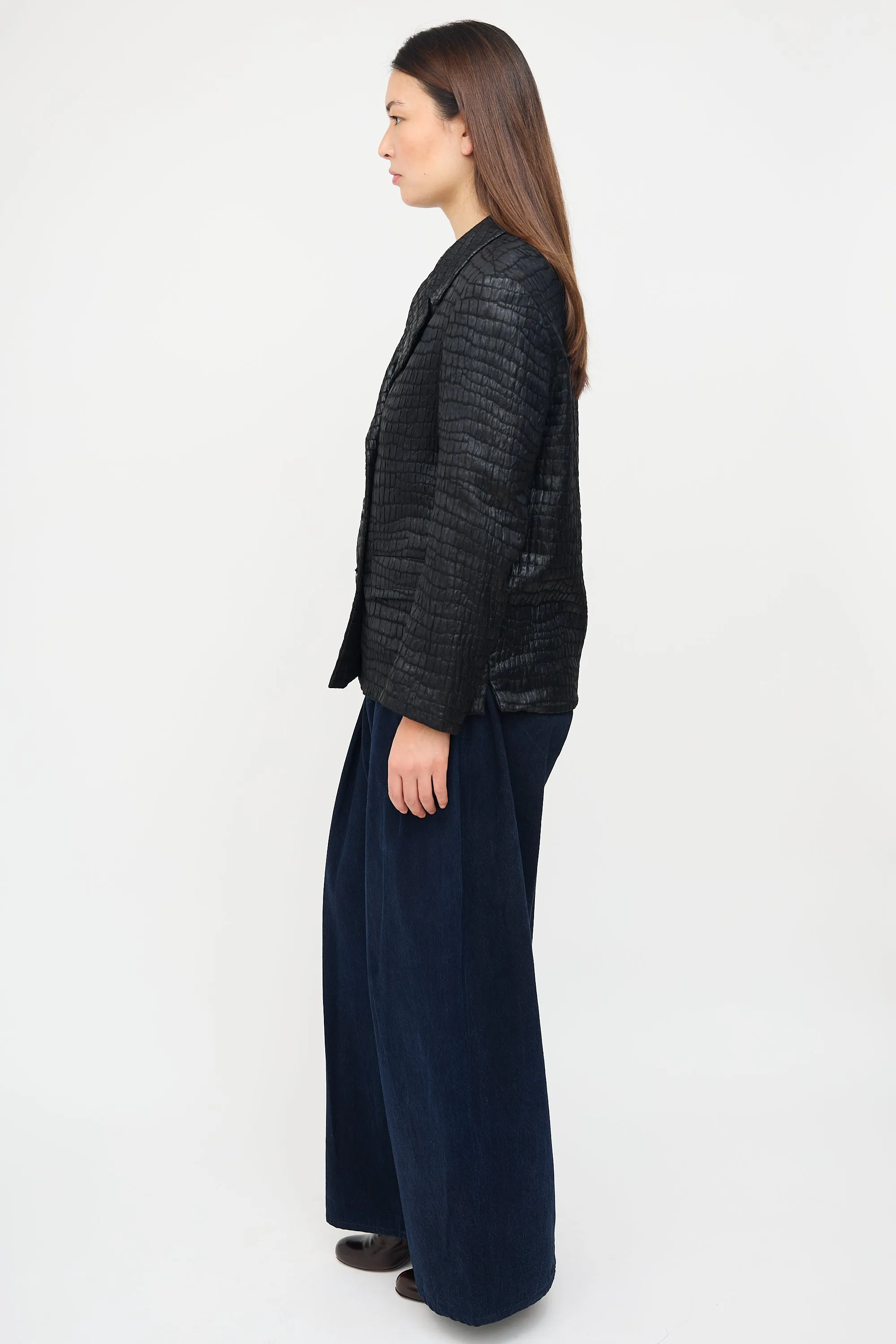 Black Jacquard Double Breasted Jacket