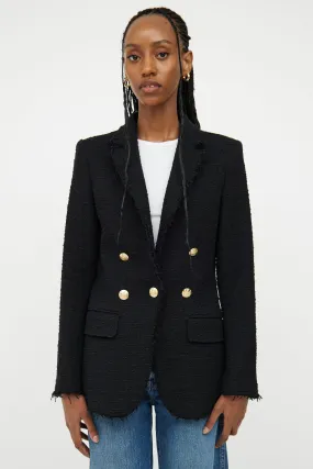 Black Tweed Double Breasted Blazer