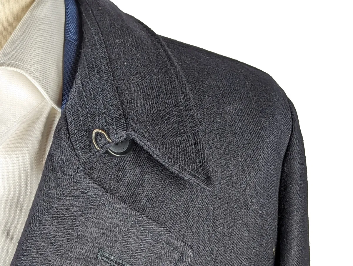 Corneliani Belted Peacoat Large/X-Large Black Wool/Cashmere