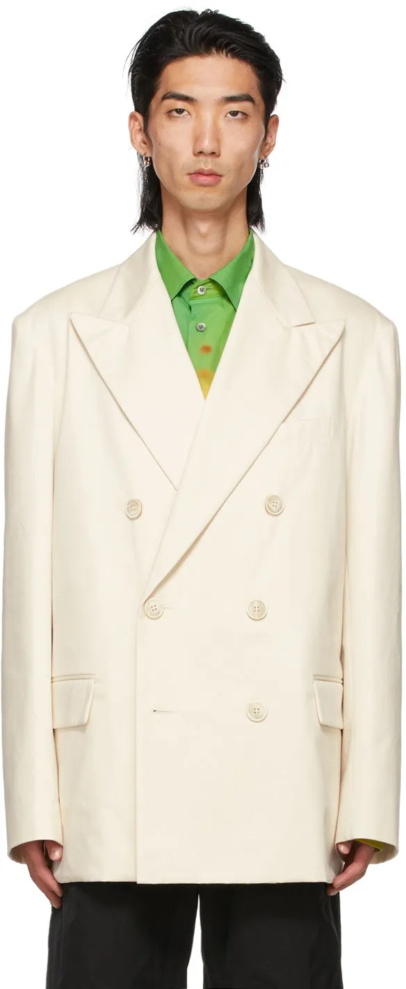 Dries Van Noten Beige Cotton Twill Blazer