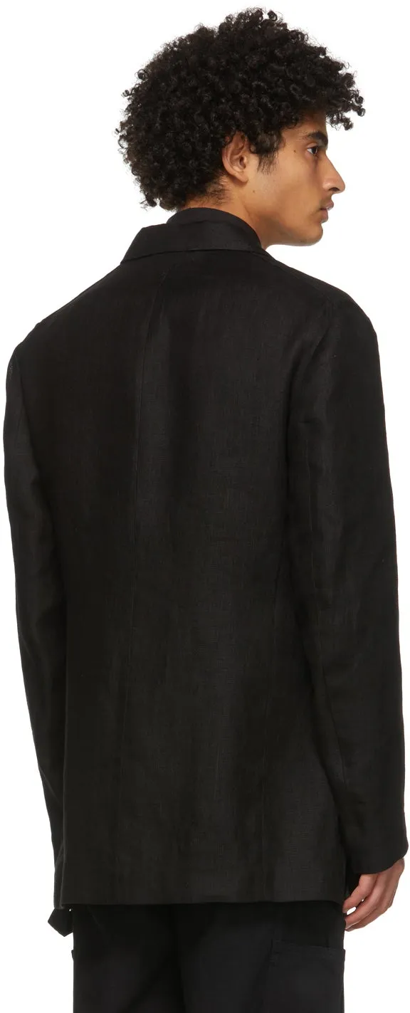 Dunhill Black Linen Half Wrap Blazer