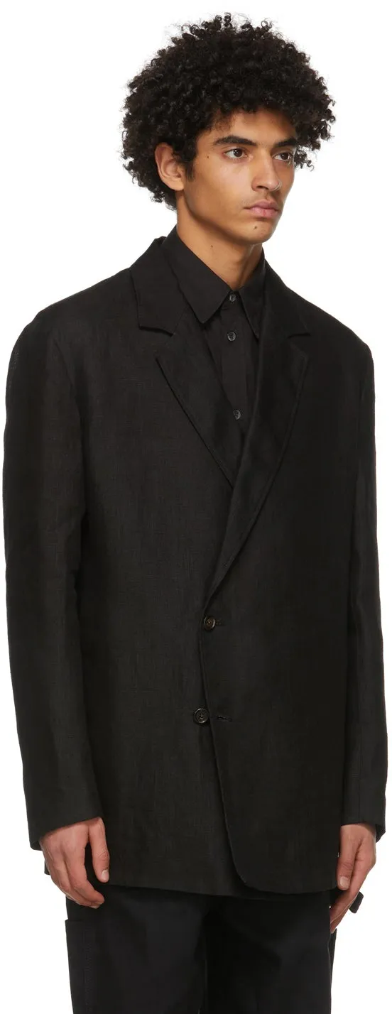 Dunhill Black Linen Half Wrap Blazer