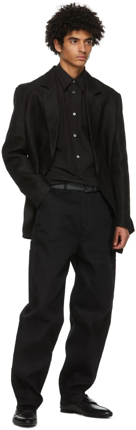 Dunhill Black Linen Half Wrap Blazer
