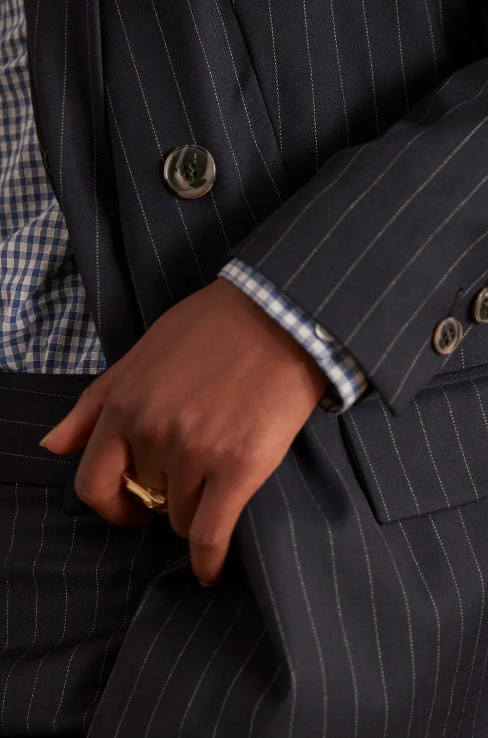 FLORINE NAVY BLUE PINSTRIPE JACKET