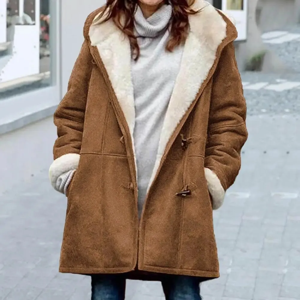 LVSANW Stylish Winter Overcoat Washable Women Outerwear Hooded Single Breasted Hood Jacket  Streetwear
