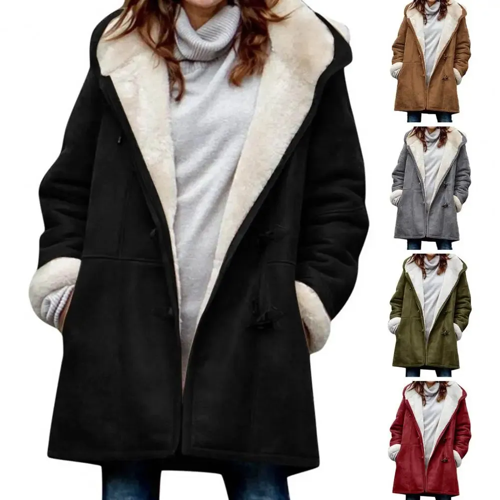 LVSANW Stylish Winter Overcoat Washable Women Outerwear Hooded Single Breasted Hood Jacket  Streetwear