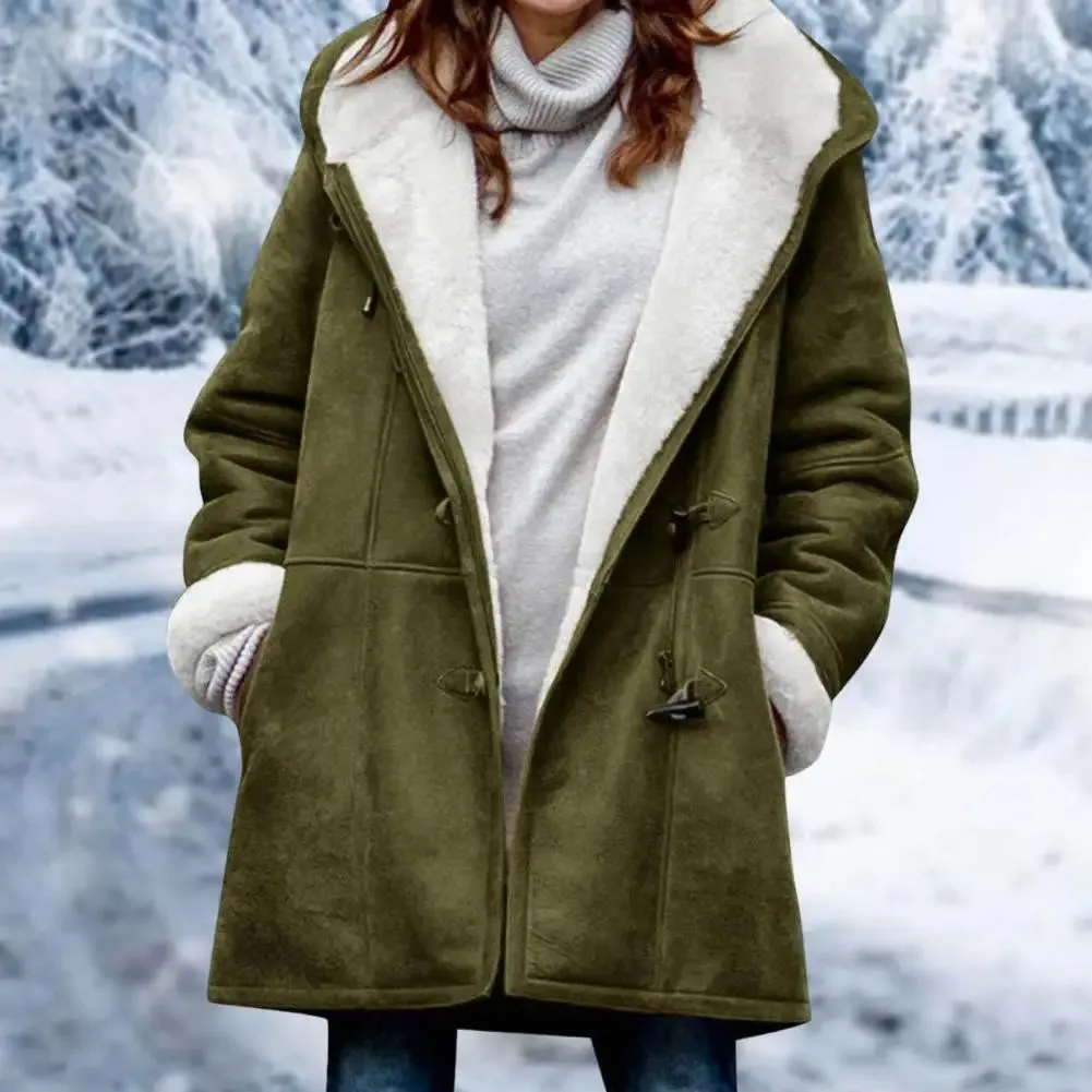 LVSANW Stylish Winter Overcoat Washable Women Outerwear Hooded Single Breasted Hood Jacket  Streetwear