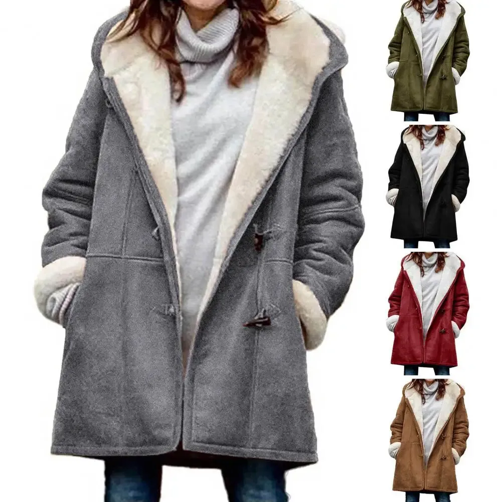 LVSANW Stylish Winter Overcoat Washable Women Outerwear Hooded Single Breasted Hood Jacket  Streetwear