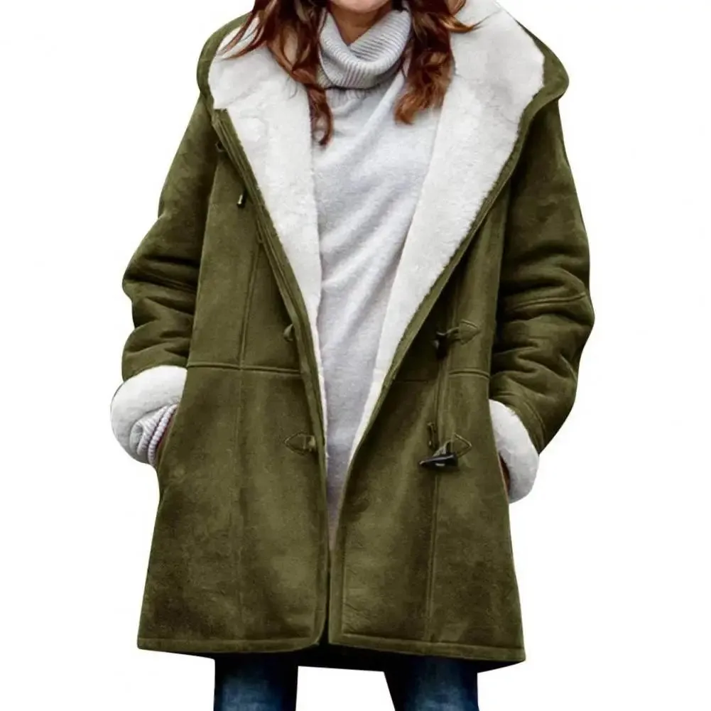LVSANW Stylish Winter Overcoat Washable Women Outerwear Hooded Single Breasted Hood Jacket  Streetwear