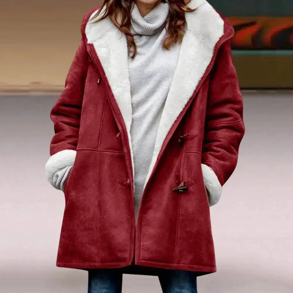 LVSANW Stylish Winter Overcoat Washable Women Outerwear Hooded Single Breasted Hood Jacket  Streetwear