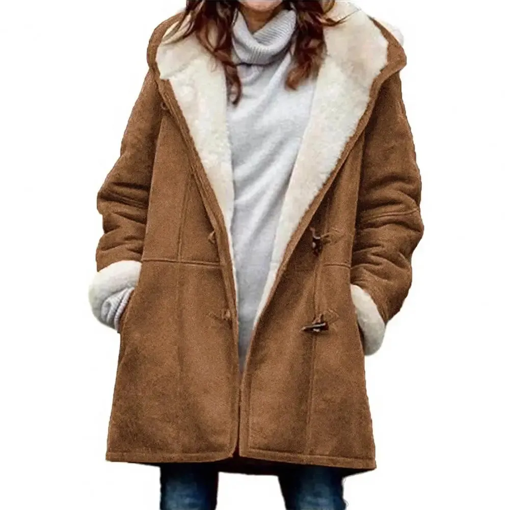 LVSANW Stylish Winter Overcoat Washable Women Outerwear Hooded Single Breasted Hood Jacket  Streetwear