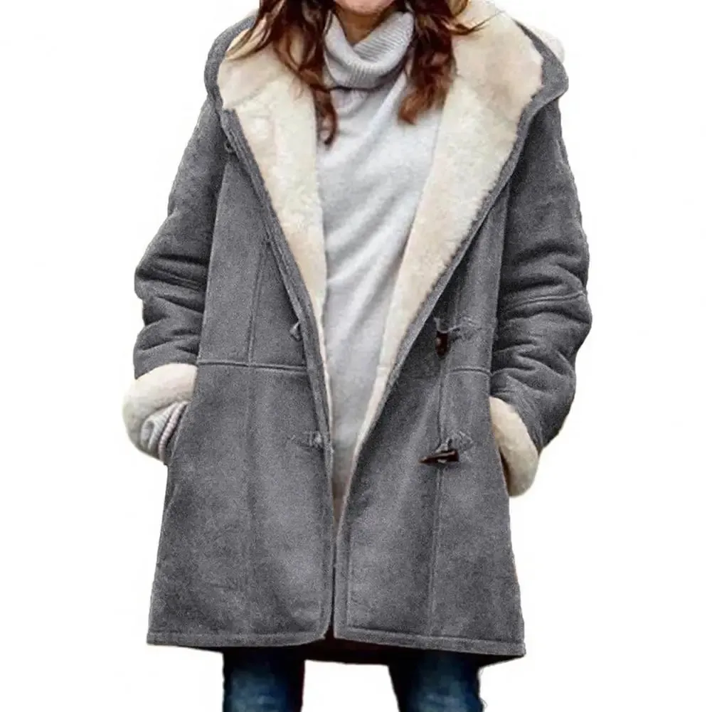 LVSANW Stylish Winter Overcoat Washable Women Outerwear Hooded Single Breasted Hood Jacket  Streetwear