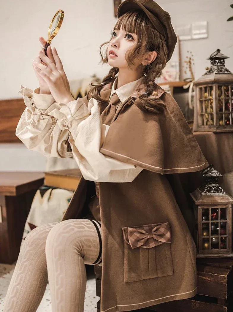 Retro Detective Wool Cloak Jacket